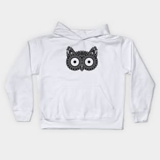 Mandala Owl Black Kids Hoodie